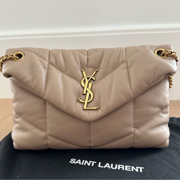 Saint Laurent Handbags - Saint Laurent Loulou puffer small in dark beige NWT